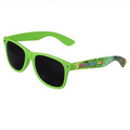 Green Retro Tinted Lens Sunglasses - Full-Color Full-Arm Printed